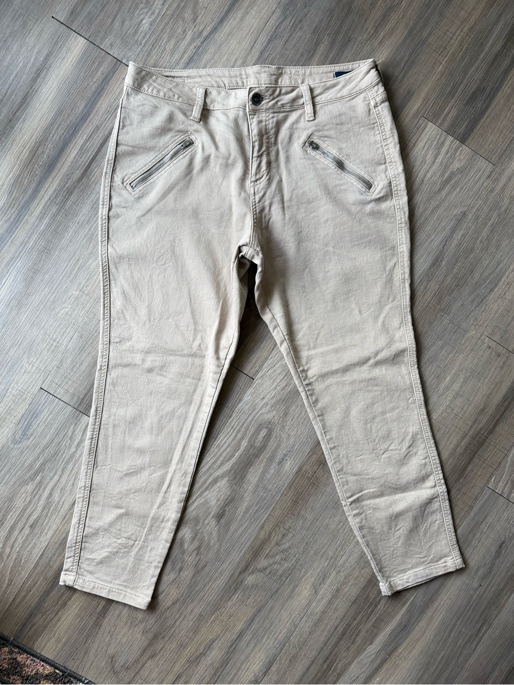 JAG Mid Rise Skinny Jeans Womens 12 Beige Tan Stretch Zip Pocket Pants